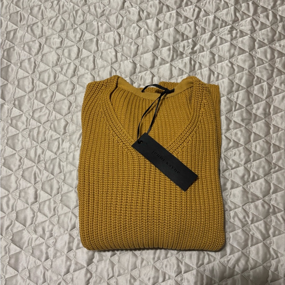 NWT Jenni Kayne Cotton Cabin Mustard Crew Neck Sweater